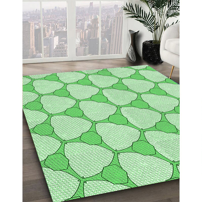 Patterned Green Rug in Family Room, pat2528grn