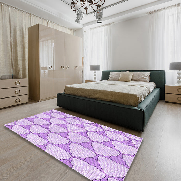 Patterned Purple Rug in a Bedroom, pat2528pur