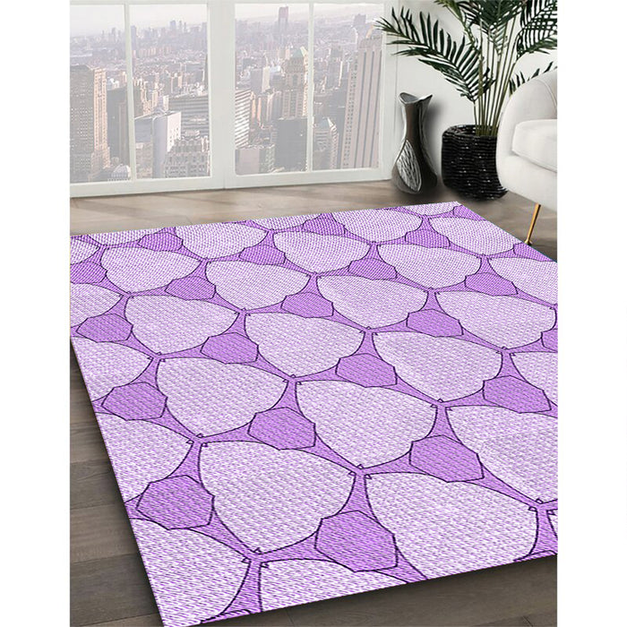 Patterned Purple Rug in Family Room, pat2528pur
