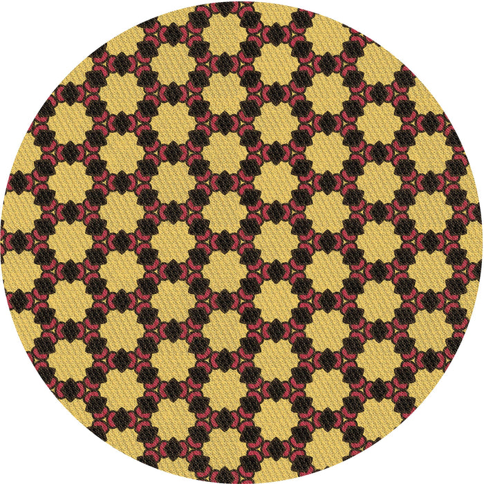 Square Patterned Deep Yellow Rug, pat2529brn