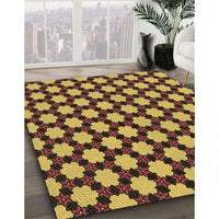 Patterned Deep Yellow Rug, pat2529brn