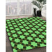 Patterned Dark Forest Green Rug in Family Room, pat2529grn