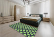 Patterned Green Rug in a Bedroom, pat2529lblu