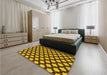 Patterned Deep Yellow Rug in a Bedroom, pat2529yw