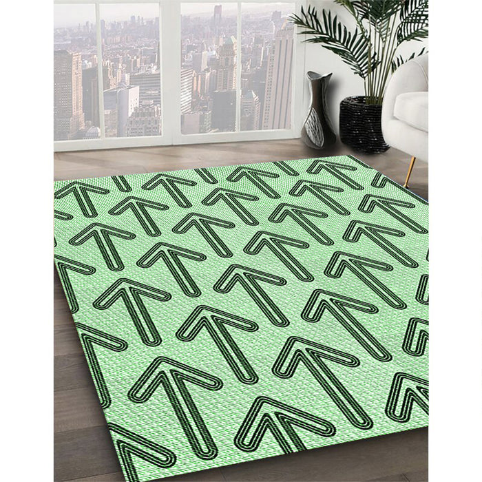 Patterned Mint Green Rug in Family Room, pat253grn