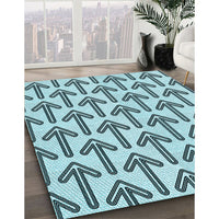 Patterned Aquamarine Stone Green Rug, pat253lblu