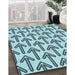 Patterned Aquamarine Stone Green Rug in Family Room, pat253lblu