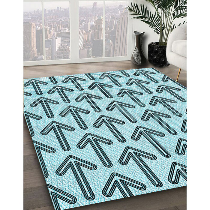 Machine Washable Transitional Aquamarine Stone Green Rug in a Family Room, wshpat253lblu