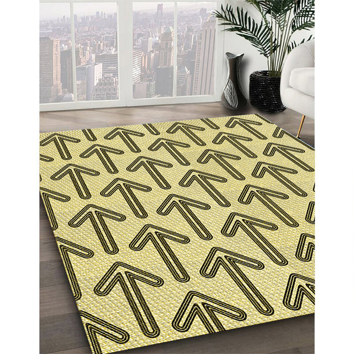 Patterned Mustard Yellow Rug in Family Room, pat253yw