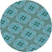 Square Patterned Bright Turquoise Blue Rug, pat2530lblu