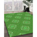 Patterned Neon Green Rug in Family Room, pat2531grn