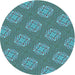 Square Patterned Bright Turquoise Blue Rug, pat2531lblu