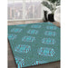 Patterned Bright Turquoise Blue Rug in Family Room, pat2531lblu