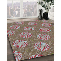 Patterned Dark Sienna Brown Novelty Rug, pat2531