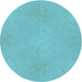 Square Patterned Bright Turquoise Blue Rug, pat2532lblu