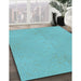 Patterned Bright Turquoise Blue Rug in Family Room, pat2532lblu