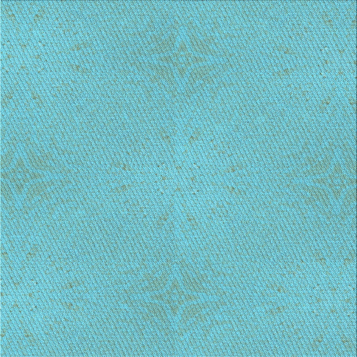 Round Patterned Bright Turquoise Blue Rug, pat2532lblu