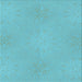 Round Patterned Bright Turquoise Blue Rug, pat2532lblu