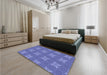 Patterned Sky Blue Rug in a Bedroom, pat2533blu