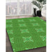 Patterned Neon Green Rug in Family Room, pat2533grn