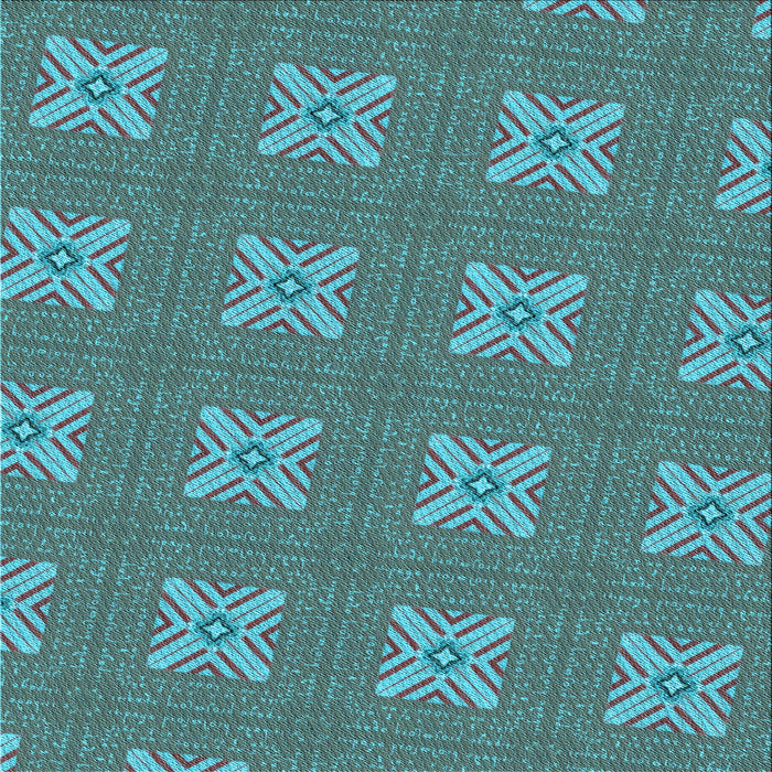Round Patterned Dark Turquoise Green Rug, pat2533lblu