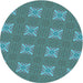 Square Patterned Dark Turquoise Green Rug, pat2533lblu
