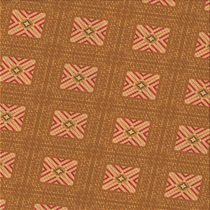 Round Patterned Orange Rug, pat2533org