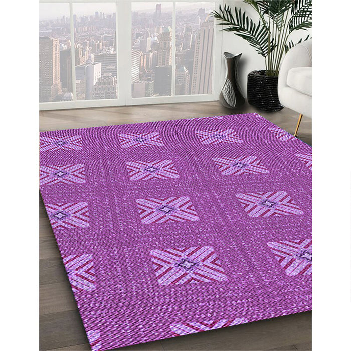Patterned Purple Rug in Family Room, pat2533pur