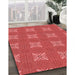 Patterned Red Rug in Family Room, pat2533rd
