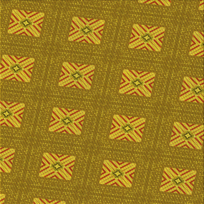 Round Machine Washable Transitional Yellow Rug, wshpat2533yw