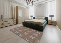 Patterned Sand Brown Novelty Rug in a Bedroom, pat2533