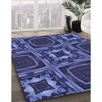 Patterned Light Slate Blue Rug, pat2534blu