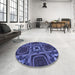 Round Patterned Light Slate Blue Rug in a Office, pat2534blu