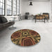 Round Patterned Light Brown Rug in a Office, pat2534brn