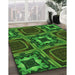 Patterned Dark Forest Green Rug in Family Room, pat2534grn