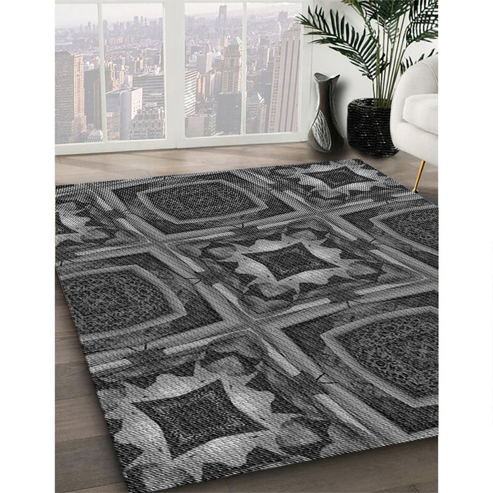 Patterned Gray Rug in Family Room, pat2534gry