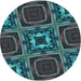 Square Machine Washable Transitional Dark Slate Grey Green Rug in a Living Room, wshpat2534lblu