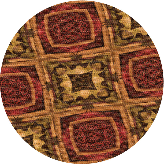 Square Patterned Saffron Red Rug, pat2534org