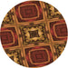Square Patterned Saffron Red Rug, pat2534org