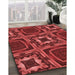 Patterned Cranberry Red Rug in Family Room, pat2534rd
