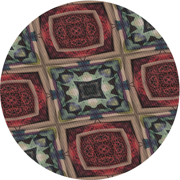 Sideview of Patterned Red Novelty Rug, pat2534