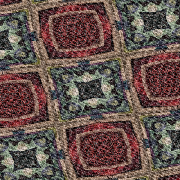 Square Patterned Red Novelty Rug, pat2534