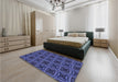 Patterned Lapis Blue Rug in a Bedroom, pat2535blu