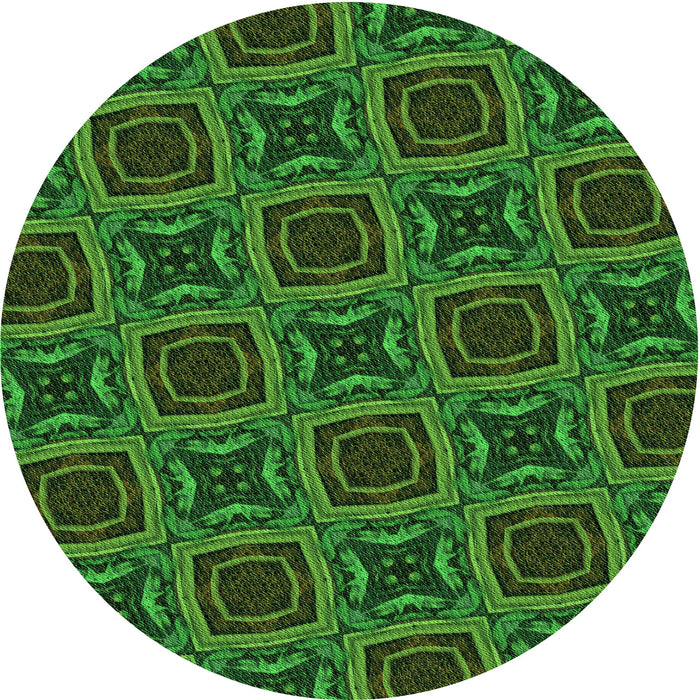 Square Patterned Dark Forest Green Rug, pat2535grn