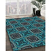 Patterned Dark Slate Grey Green Rug in Family Room, pat2535lblu