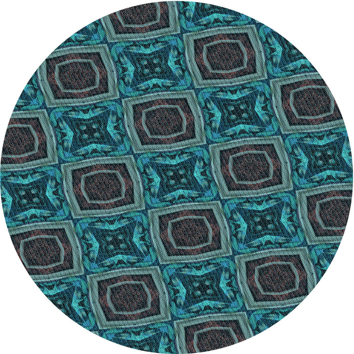 Square Patterned Dark Slate Grey Green Rug, pat2535lblu