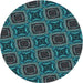 Square Patterned Dark Slate Grey Green Rug, pat2535lblu