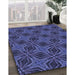 Patterned Blue Rug in Family Room, pat2536blu