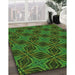 Patterned Dark Lime Green Rug in Family Room, pat2536grn