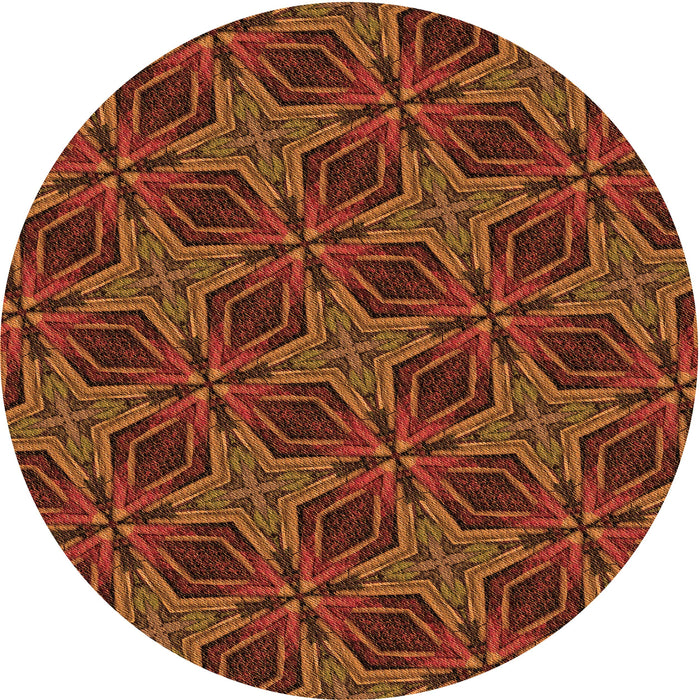 Square Patterned Saffron Red Rug, pat2536org